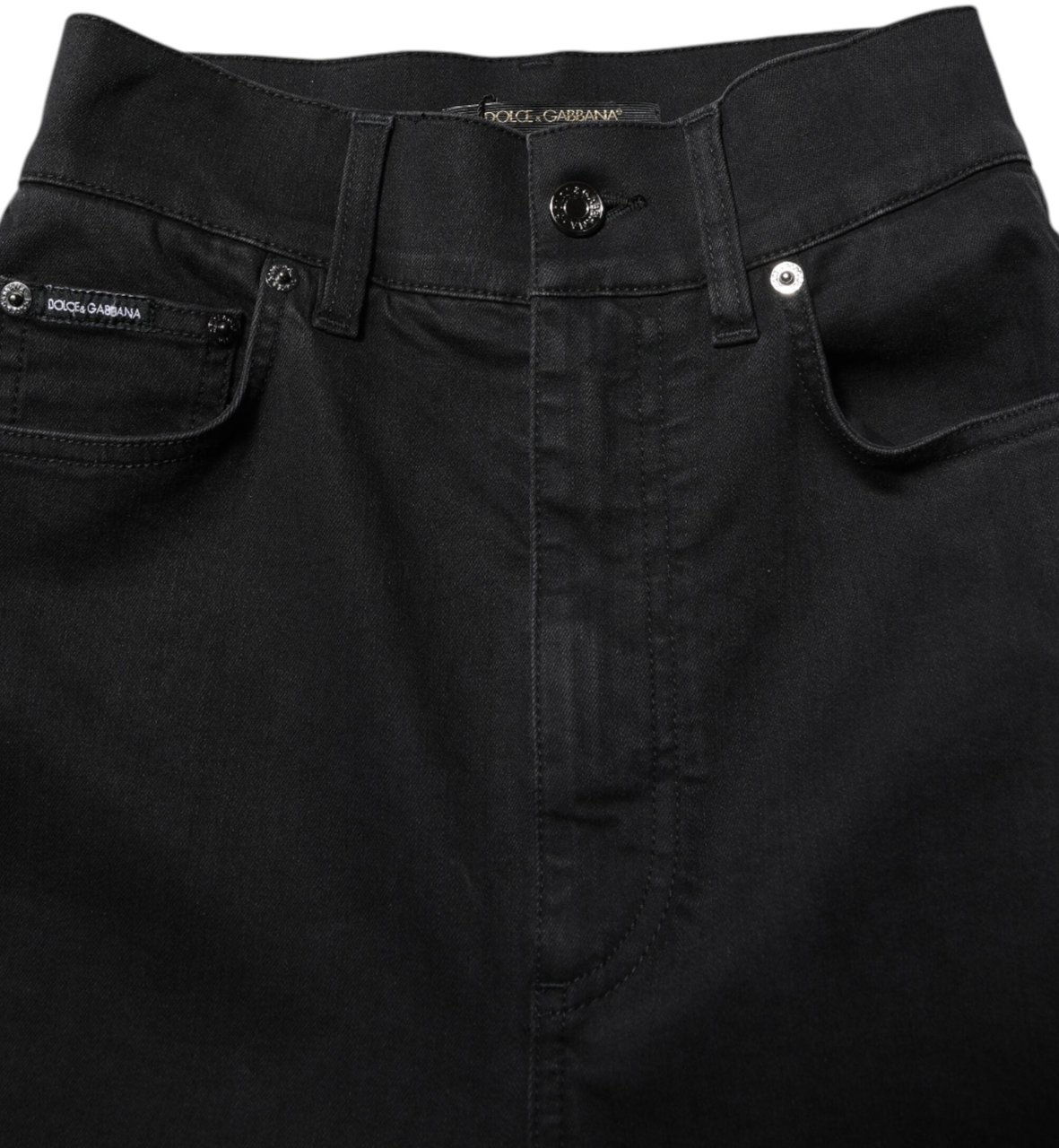 Dolce & Gabbana Black Cotton High Waist Skinny Denim Jeans Zwart