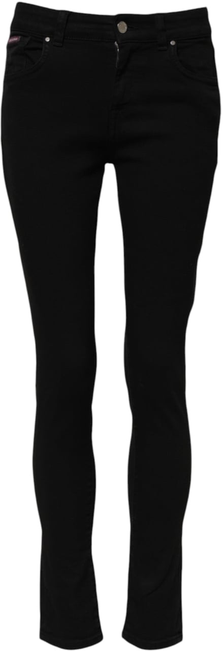 Dolce & Gabbana Black Cotton Skinny Mid Waist Denim Jeans Zwart