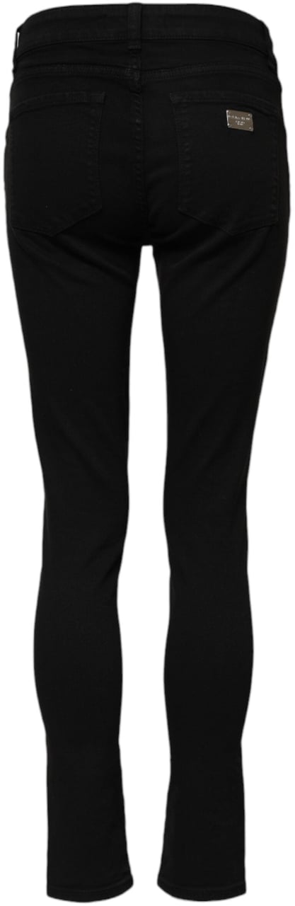 Dolce & Gabbana Black Cotton Skinny Mid Waist Denim Jeans Zwart