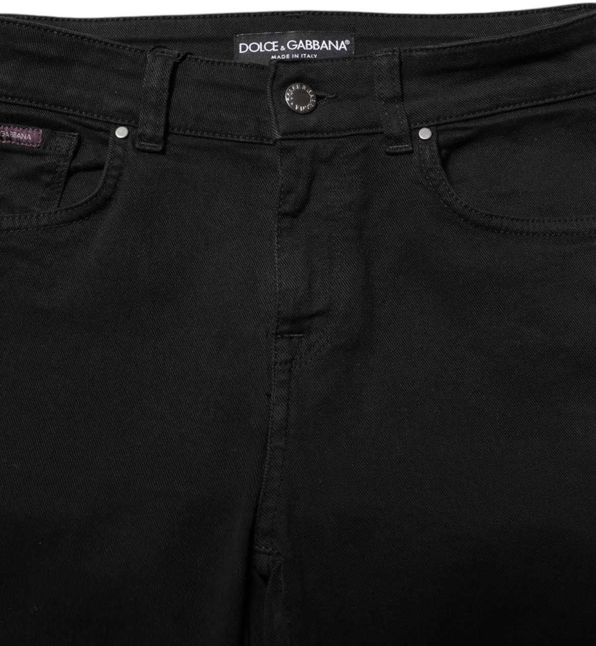 Dolce & Gabbana Black Cotton Skinny Mid Waist Denim Jeans Zwart