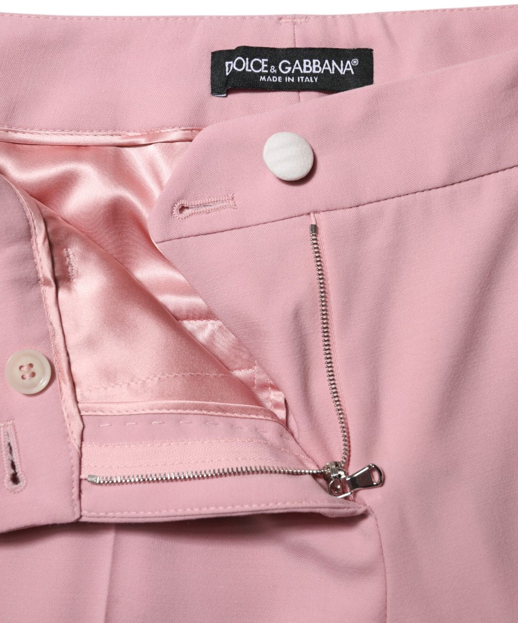 Dolce & Gabbana Pink Wool High Waist Tapered Pants Roze