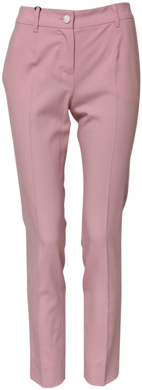 Dolce & Gabbana Pink Wool High Waist Tapered Pants Roze