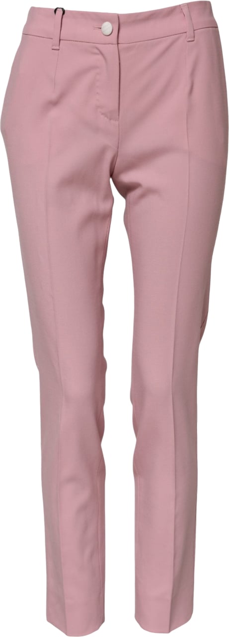 Dolce & Gabbana Pink Wool High Waist Tapered Pants Roze