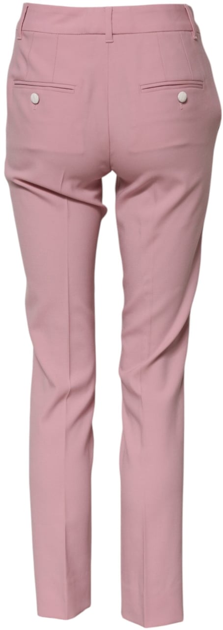 Dolce & Gabbana Pink Wool High Waist Tapered Pants Roze