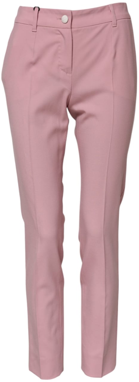 Dolce & Gabbana Pink Wool High Waist Tapered Pants Roze