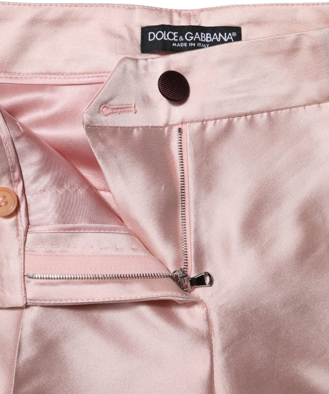 Dolce & Gabbana Pink Satin High Waist Tapered Pants Roze
