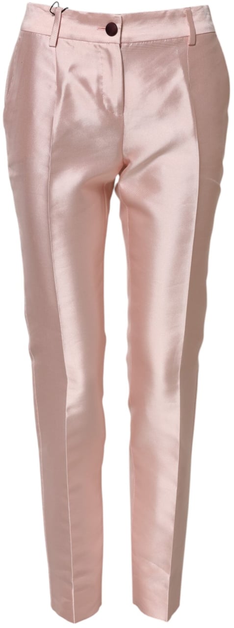 Dolce & Gabbana Pink Satin High Waist Tapered Pants Roze