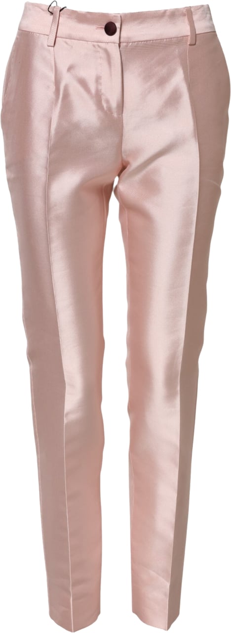 Dolce & Gabbana Pink Satin High Waist Tapered Pants Roze