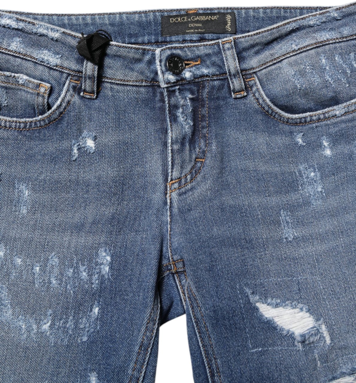 Dolce & Gabbana Blue PRETTY Tattered Skinny Denim Jeans Blauw