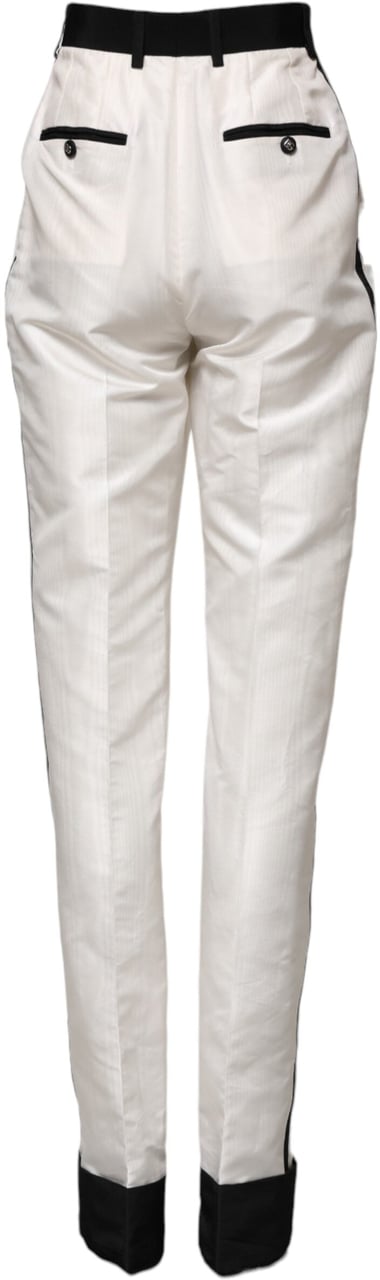 Dolce & Gabbana White High Waist Straight Dress Trouser Pants Wit