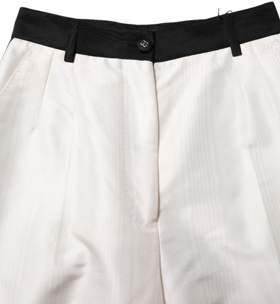 Dolce & Gabbana White High Waist Straight Dress Trouser Pants Wit