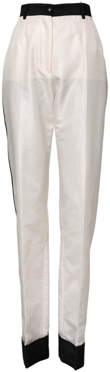 Dolce & Gabbana White High Waist Straight Dress Trouser Pants Wit