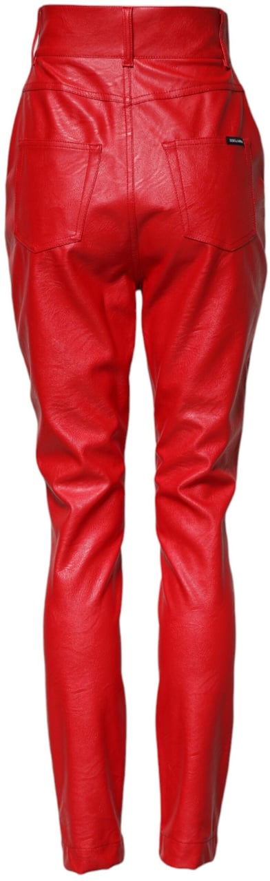 Dolce & Gabbana Red Viscose High Waist Tapered Trouser Pants Rood