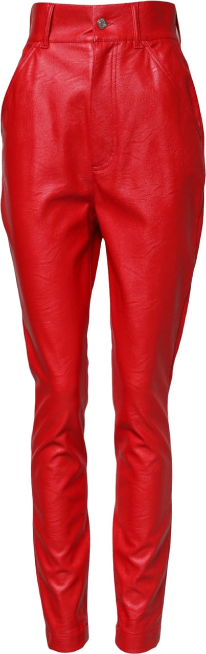 Dolce & Gabbana Red Viscose High Waist Tapered Trouser Pants Rood