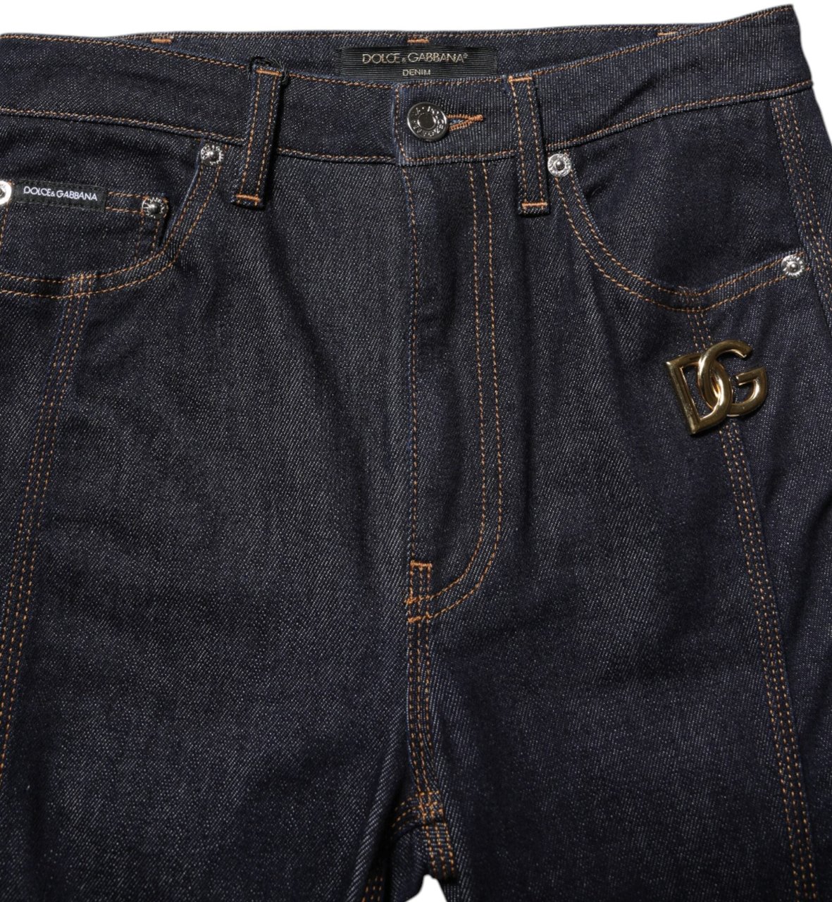 Dolce & Gabbana Black Cotton Mid Waist Bootcut Denim Jeans Zwart