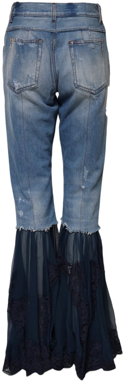 Dolce & Gabbana Blue Cotton High Waist Flared Denim Jeans Blauw