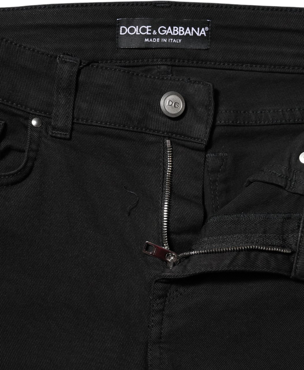 Dolce & Gabbana Black Cotton Logo Skinny MidWaist Denim Jeans Zwart