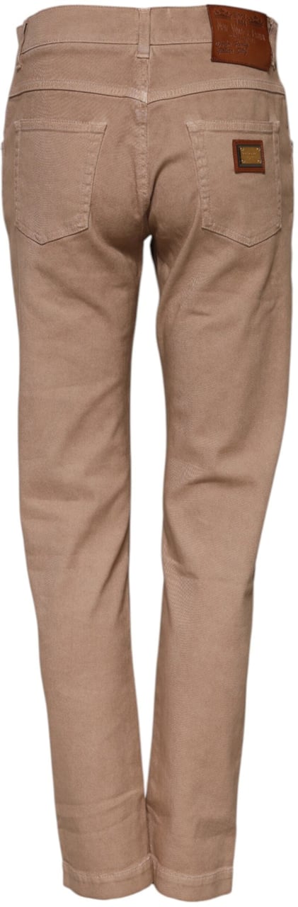 Dolce & Gabbana Brown Cotton Boyfriend Denim Trousers Jeans Bruin