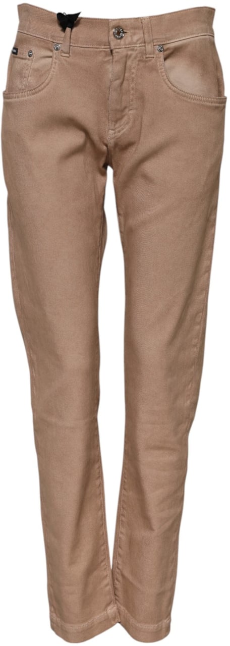 Dolce & Gabbana Brown Cotton Boyfriend Denim Trousers Jeans Bruin