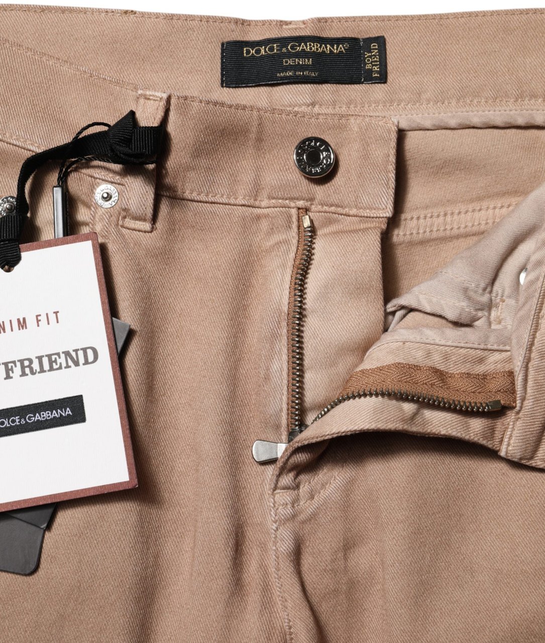 Dolce & Gabbana Brown Cotton Boyfriend Denim Trousers Jeans Bruin
