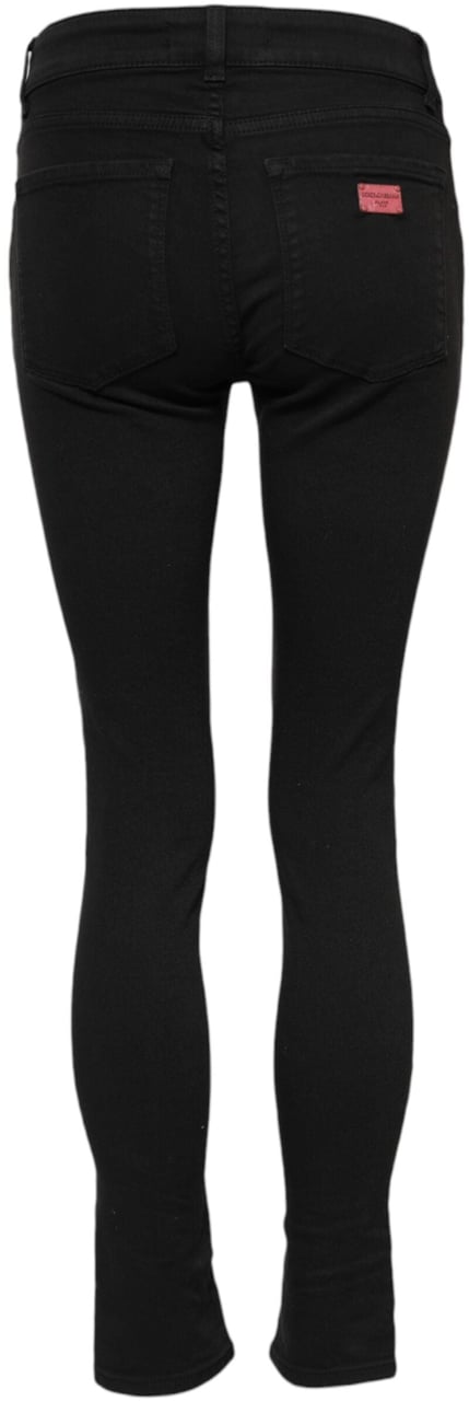 Dolce & Gabbana Black Cotton Skinny Mid Waist Denim Jeans Zwart