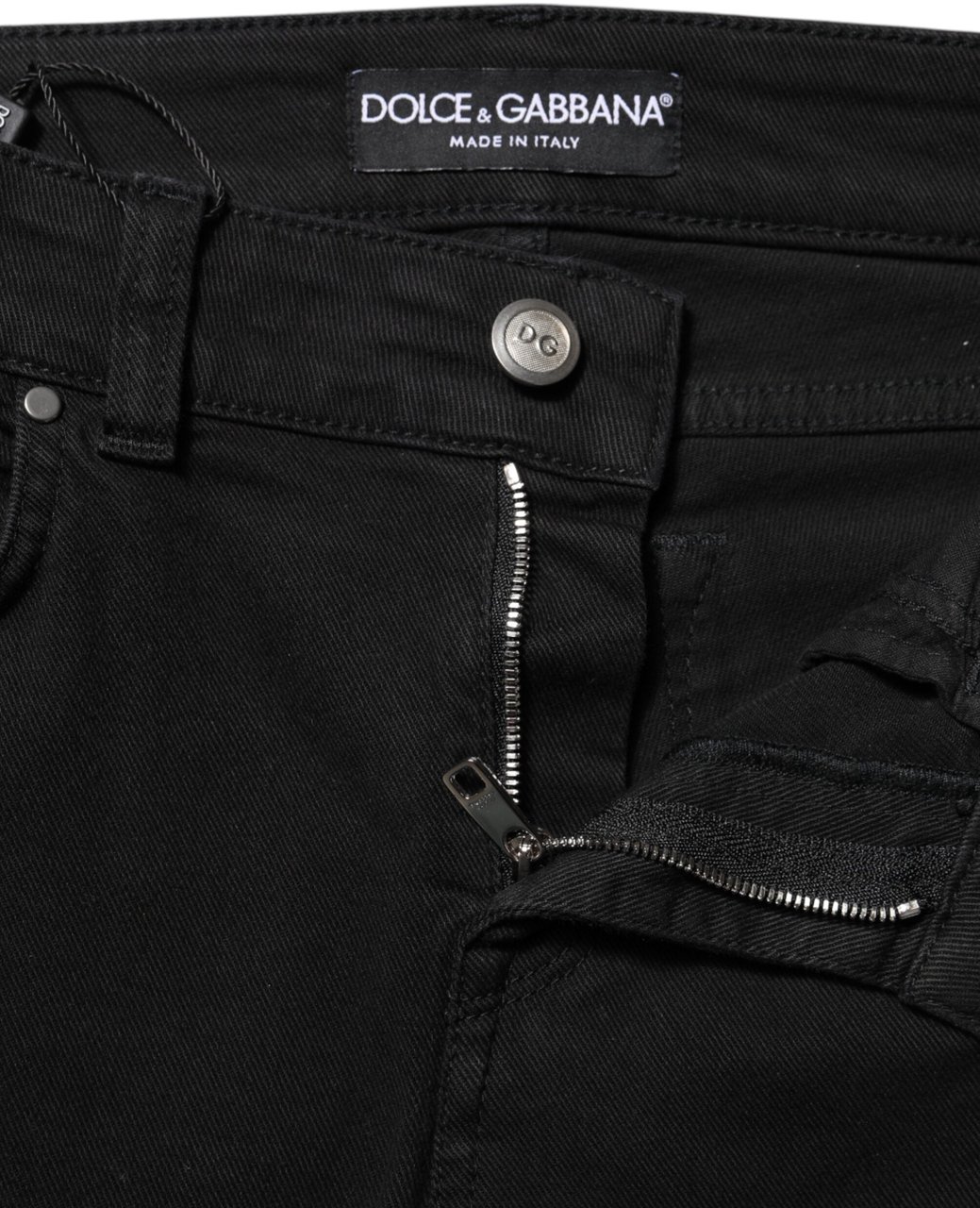 Dolce & Gabbana Black Cotton Skinny Mid Waist Denim Jeans Zwart