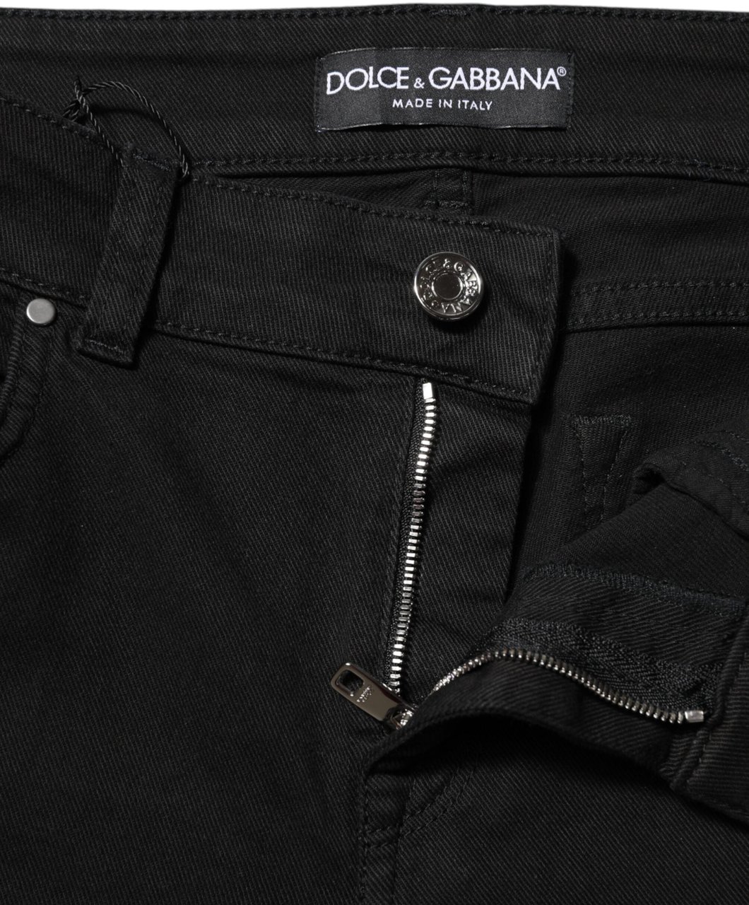 Dolce & Gabbana Black Cotton Skinny Mid Waist Denim Jeans Zwart