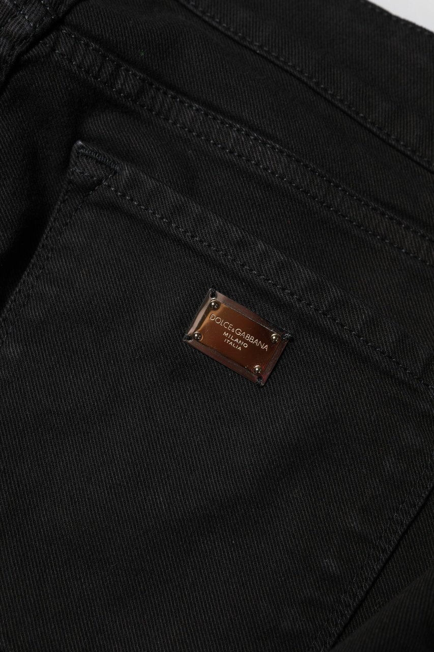 Dolce & Gabbana Black Cotton Skinny Mid Waist Denim Jeans Zwart