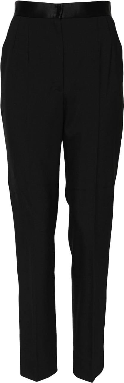 Dolce & Gabbana Black Wool Tapered High Waist Pants Zwart