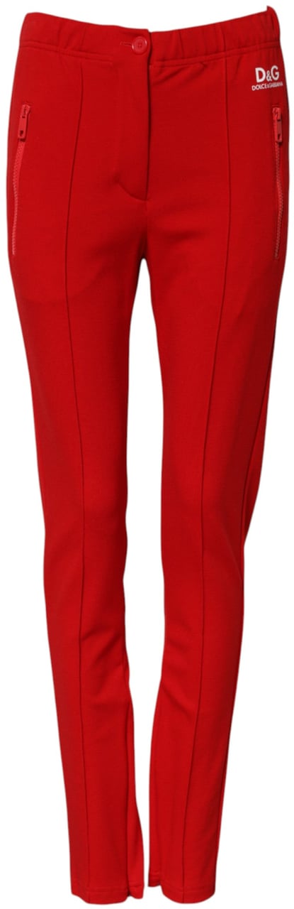 Dolce & Gabbana Red Mid Waist Slim Fit Pants Rood