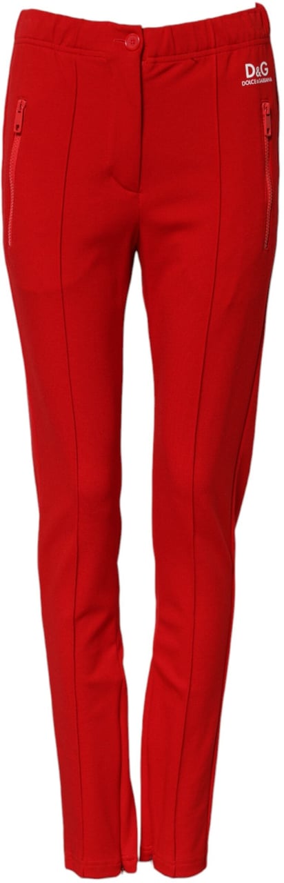 Dolce & Gabbana Red Mid Waist Slim Fit Pants Rood