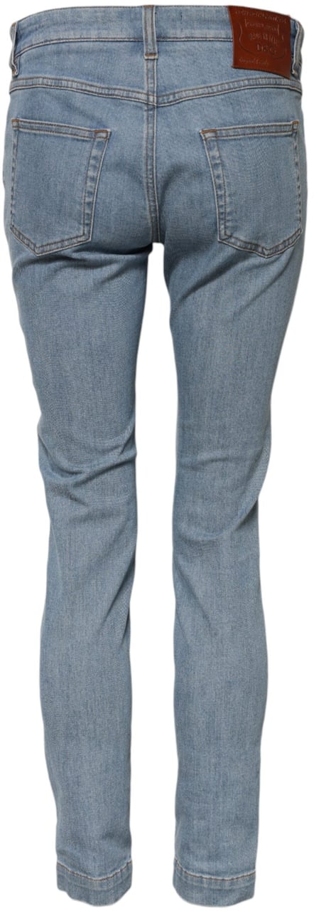 Dolce & Gabbana Blue Cotton PRETTY MidWaist Skinny Denim Jeans Blauw