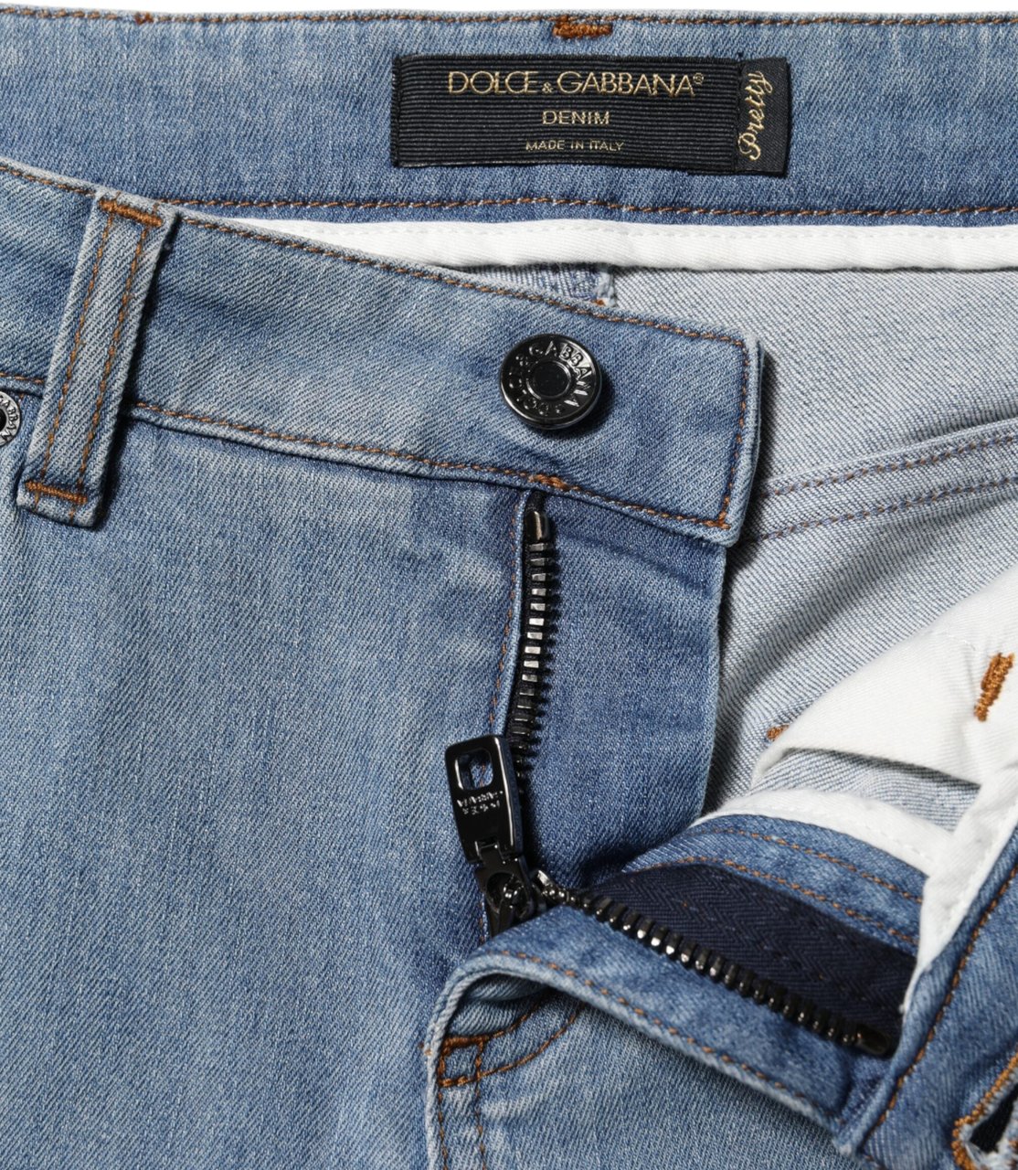 Dolce & Gabbana Blue Cotton PRETTY MidWaist Skinny Denim Jeans Blauw