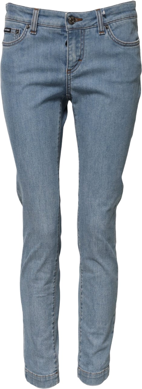 Dolce & Gabbana Blue Cotton PRETTY MidWaist Skinny Denim Jeans Blauw