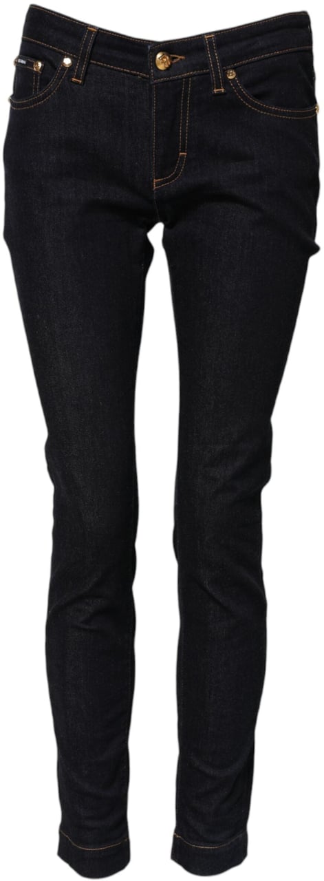 Dolce & Gabbana Blue Cotton PRETTY LowWaist Skinny Denim Jeans Blauw