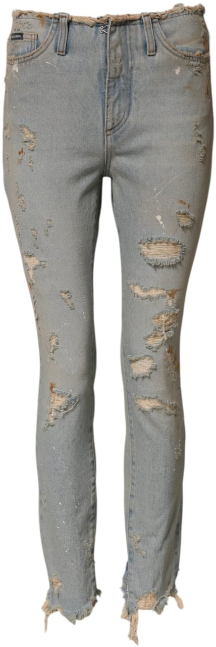 Dolce & Gabbana Light Blue High Waist Skinny Denim Jeans Lichtblauw