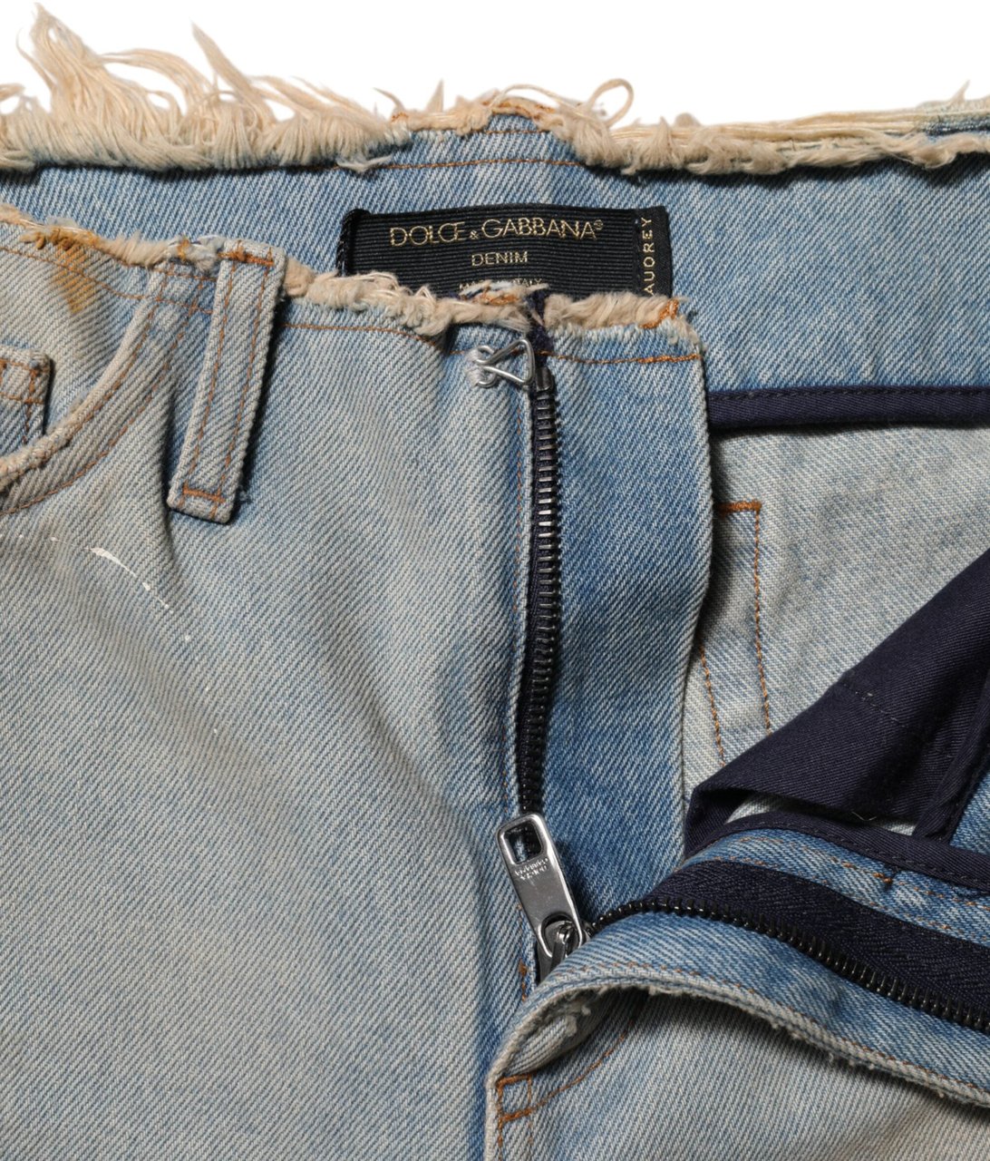 Dolce & Gabbana Light Blue High Waist Skinny Denim Jeans Lichtblauw