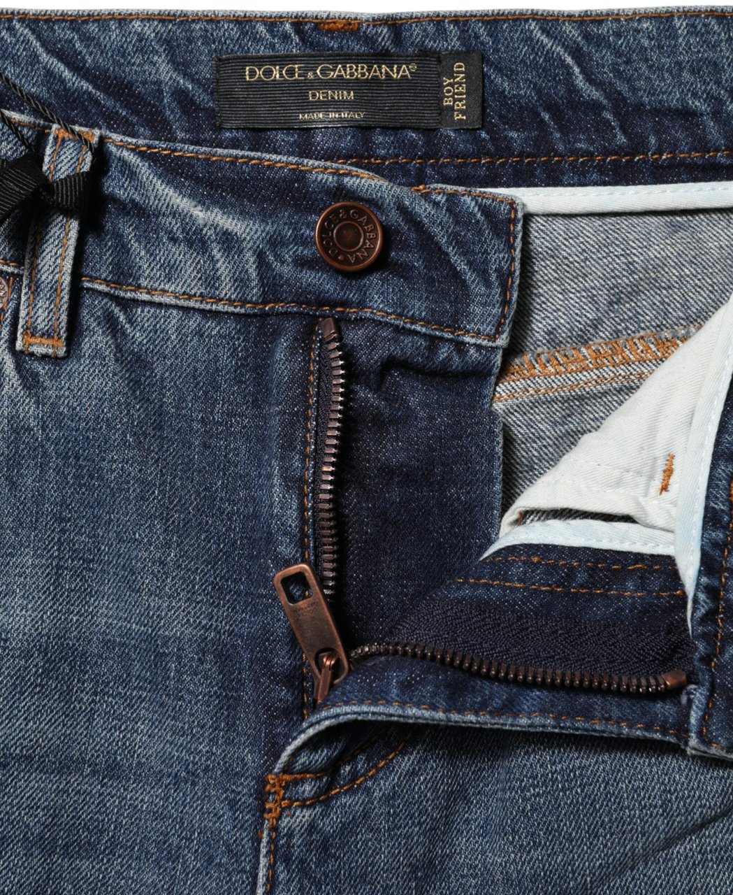 Dolce & Gabbana Blue Cotton Boyfriend Tattered Denim Jeans Blauw