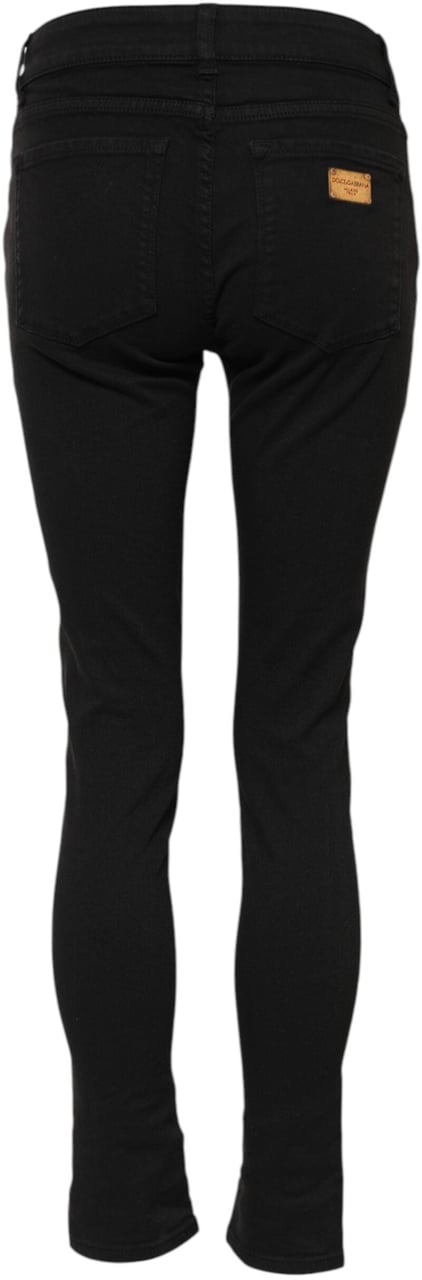 Dolce & Gabbana Black Cotton Skinny Mid Waist Denim Jeans Zwart