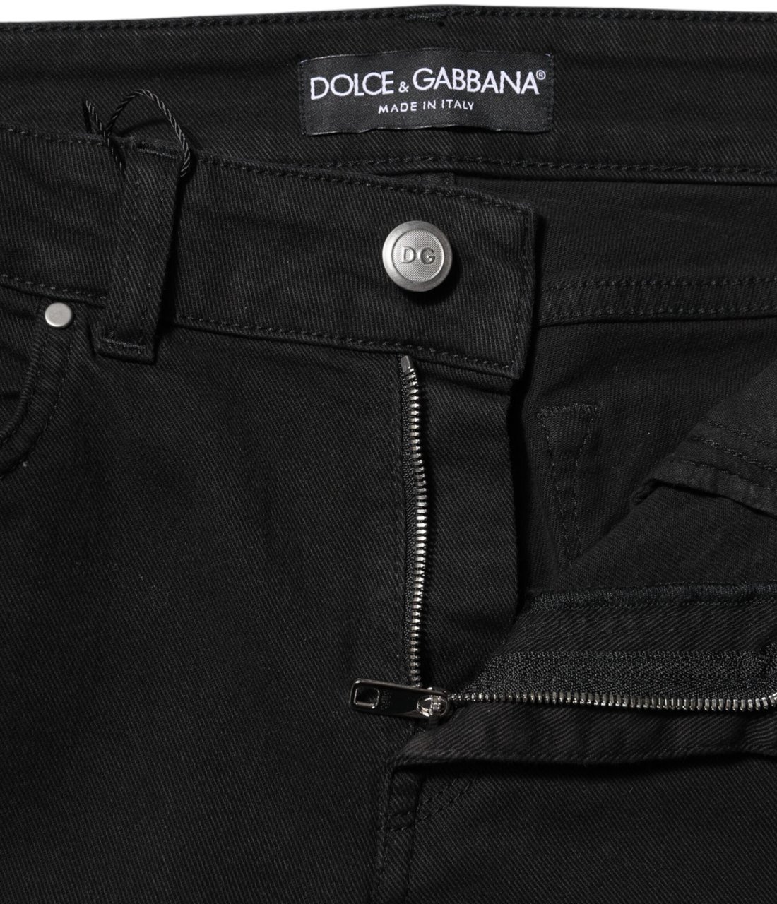 Dolce & Gabbana Black Cotton Skinny Mid Waist Denim Jeans Zwart