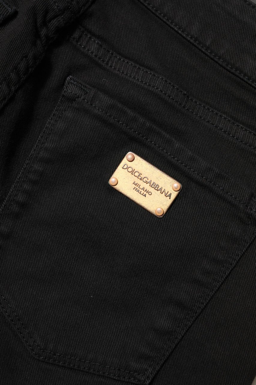 Dolce & Gabbana Black Cotton Skinny Mid Waist Denim Jeans Zwart