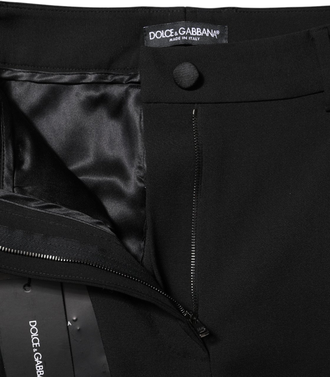 Dolce & Gabbana Black Wool High Waist Formal Pants Zwart