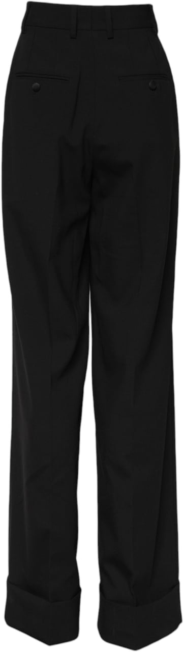Dolce & Gabbana Black Wool High Waist Formal Pants Zwart