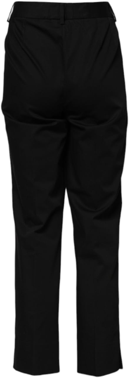 Dolce & Gabbana Black Cotton High Waist Formal Pants Zwart