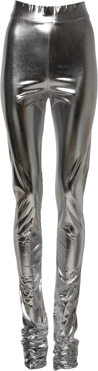 Dolce & Gabbana Metallic Silver Polyester Slim Fit Leggings Pants Zilver