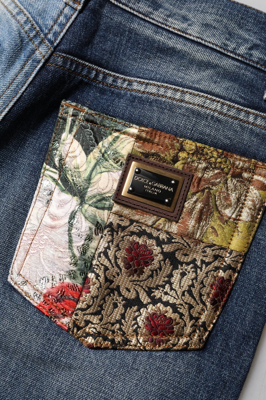 Dolce & Gabbana Multicolor Patchwork Tapered Denim Jeans Divers