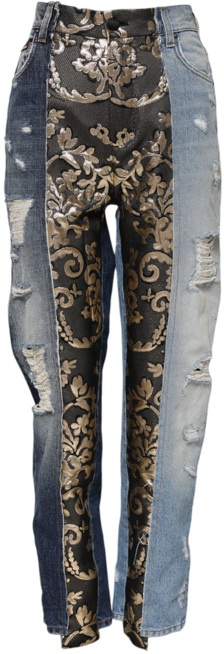 Dolce & Gabbana Multicolor Patchwork Tapered Denim Jeans Divers