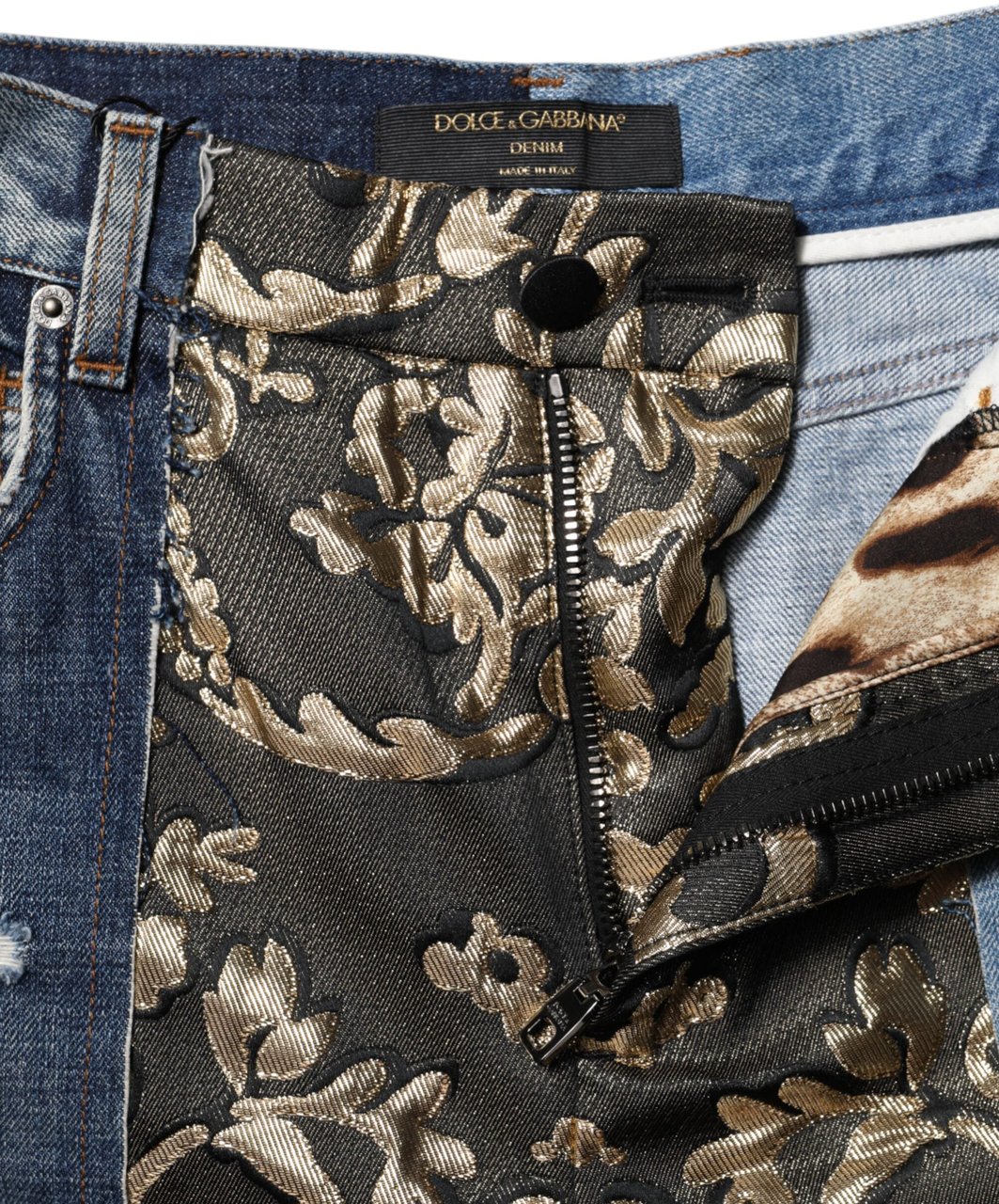 Dolce & Gabbana Multicolor Patchwork Tapered Denim Jeans Divers