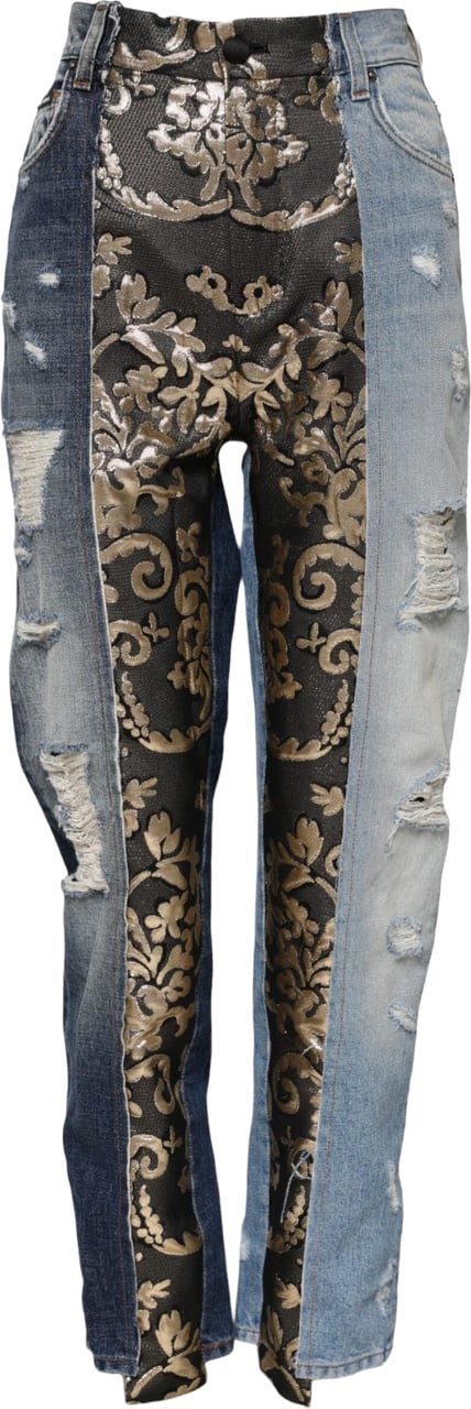 Dolce & Gabbana Multicolor Patchwork Tapered Denim Jeans Divers