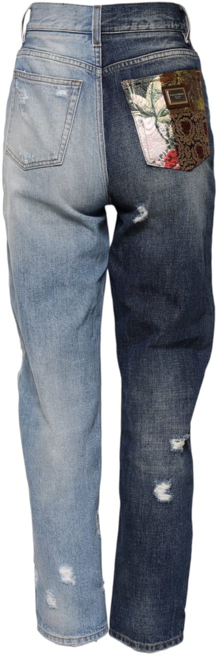 Dolce & Gabbana Multicolor Patchwork Tapered Denim Jeans Divers